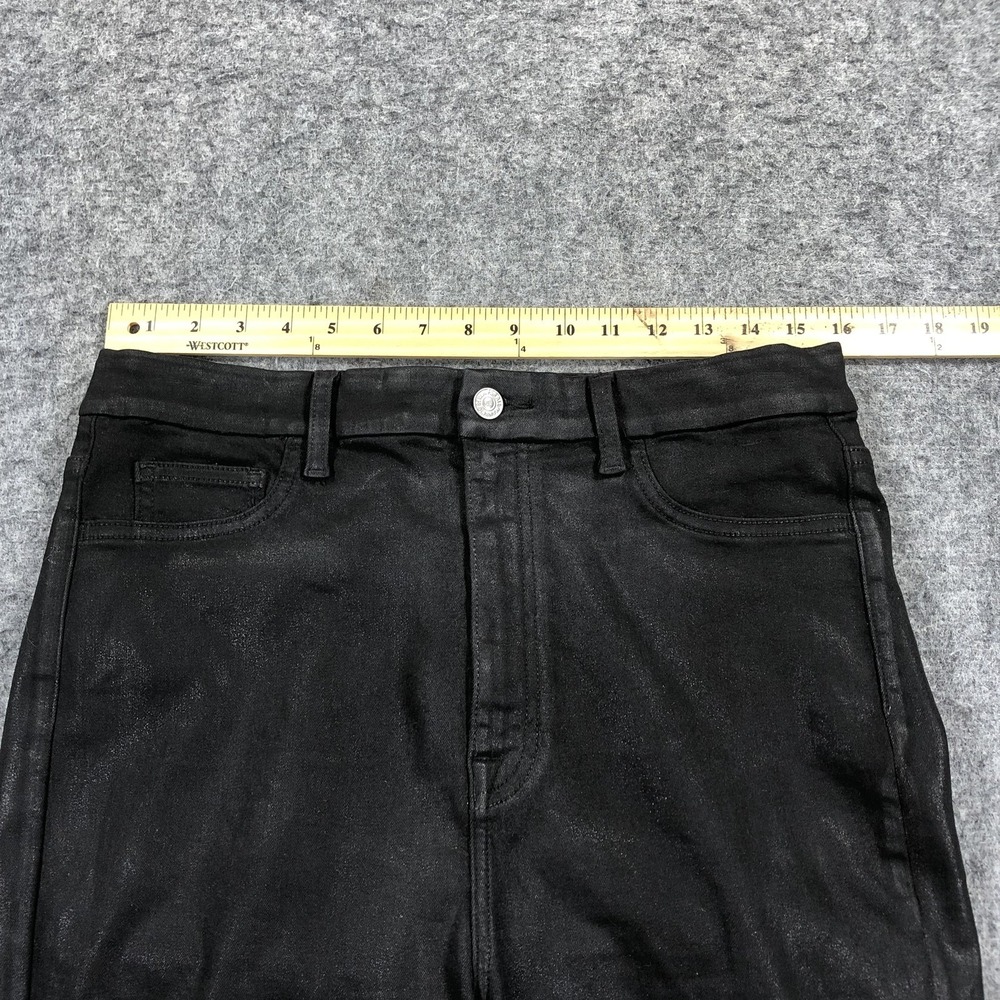 7 For All Mankind Jeans Womens 31 Black High Rise Flare Coated Stretch Denim - Picture 9 of 16
